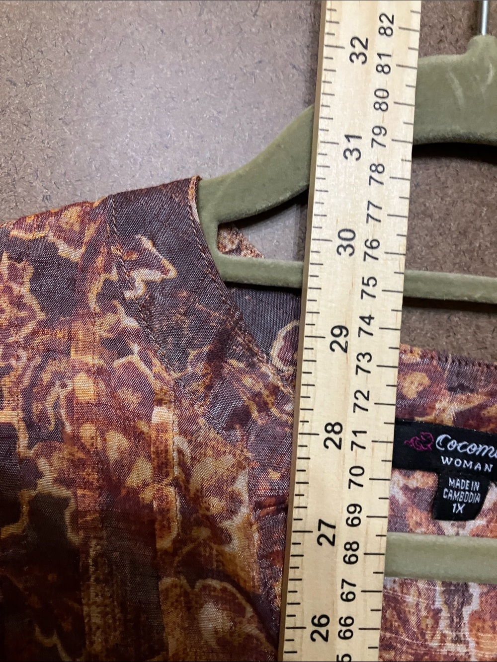 Cocomo purple and tan floral button-front tunic - Picture 5 of 9